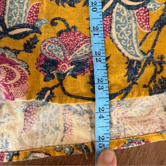 Pilcro Anthropologie Sigourney Corduroy Button-Down Shirt Yellow Floral Sml Boho - Picture 15 of 16